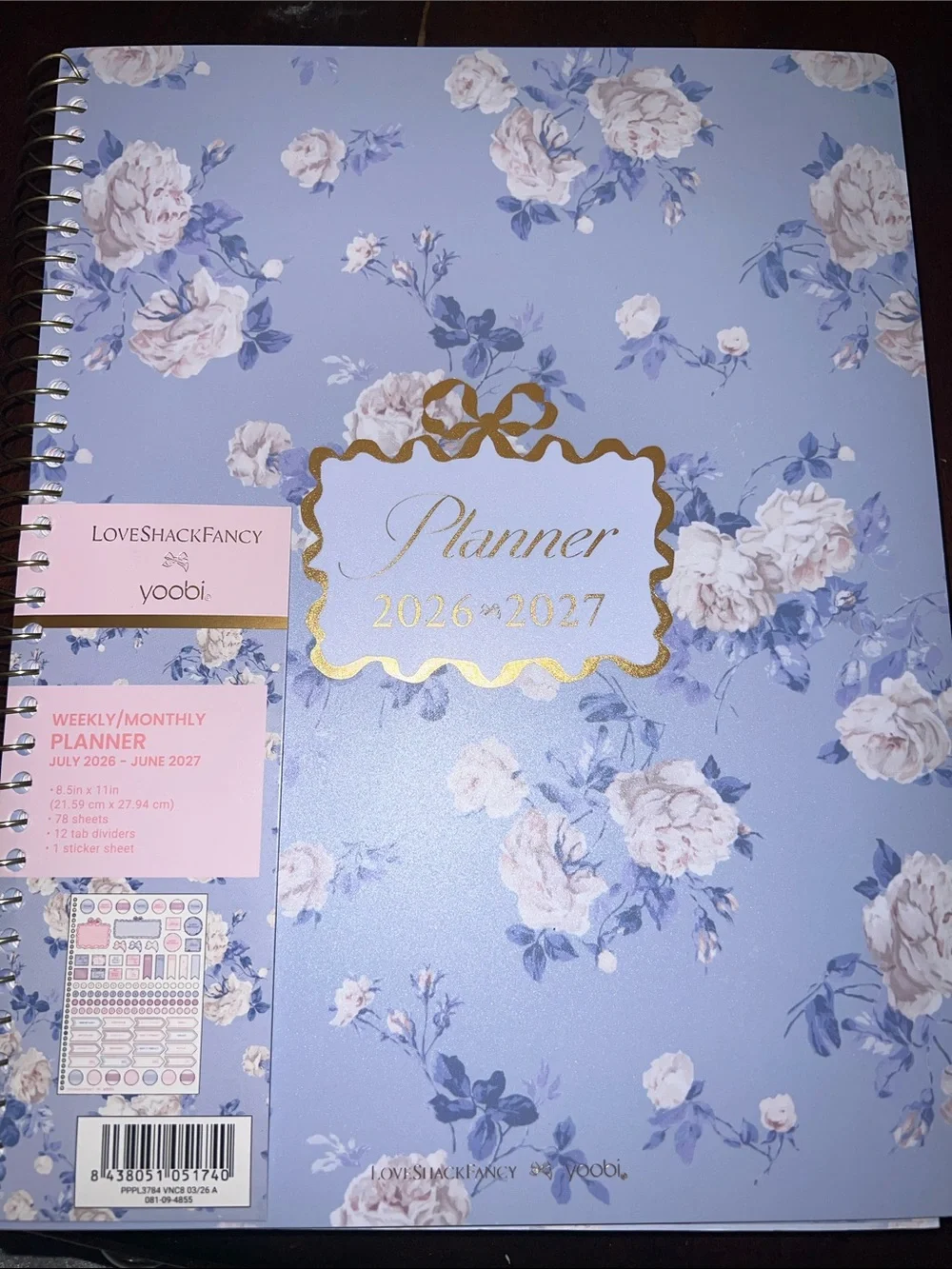 LoveShackFancyX Yoobi 🎀Whisper Blue Planner 2026-2027🩵